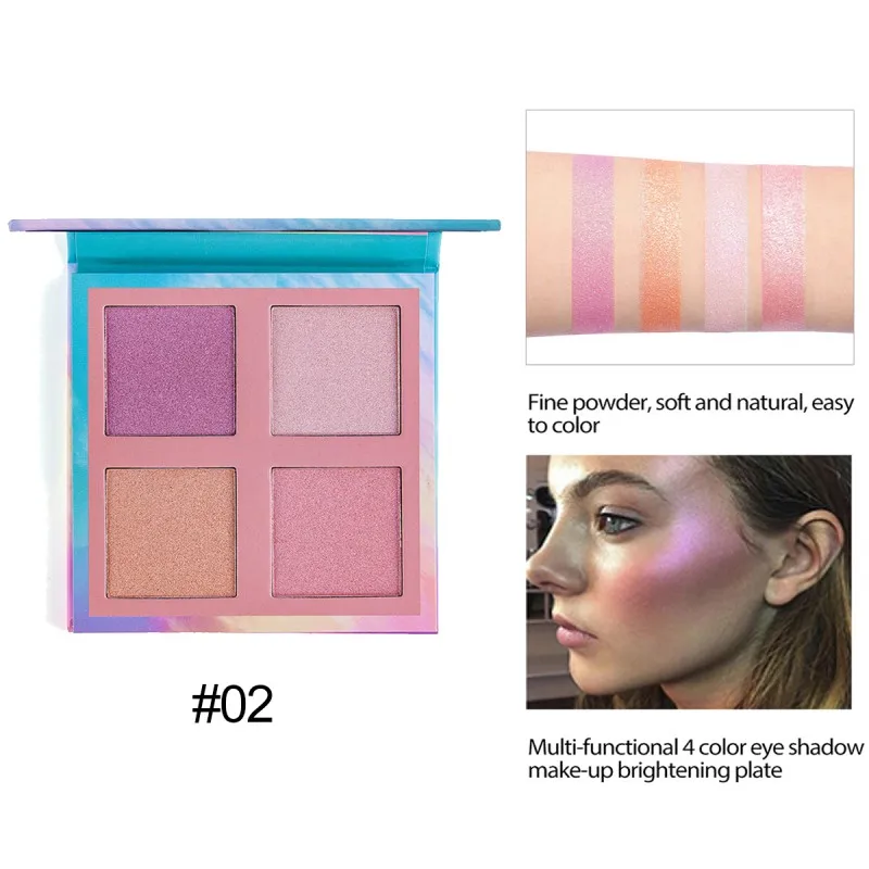 3 In 1 Highlighter Eyeshadow Blush Palette Long-lasting Waterproof Brighten Skin Color Eye Shadow Blusher