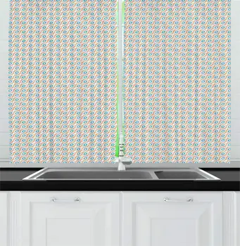 

Abstract Kitchen Curtains Continuous Circular Geometric Shapes Minimalistic Window Drapes