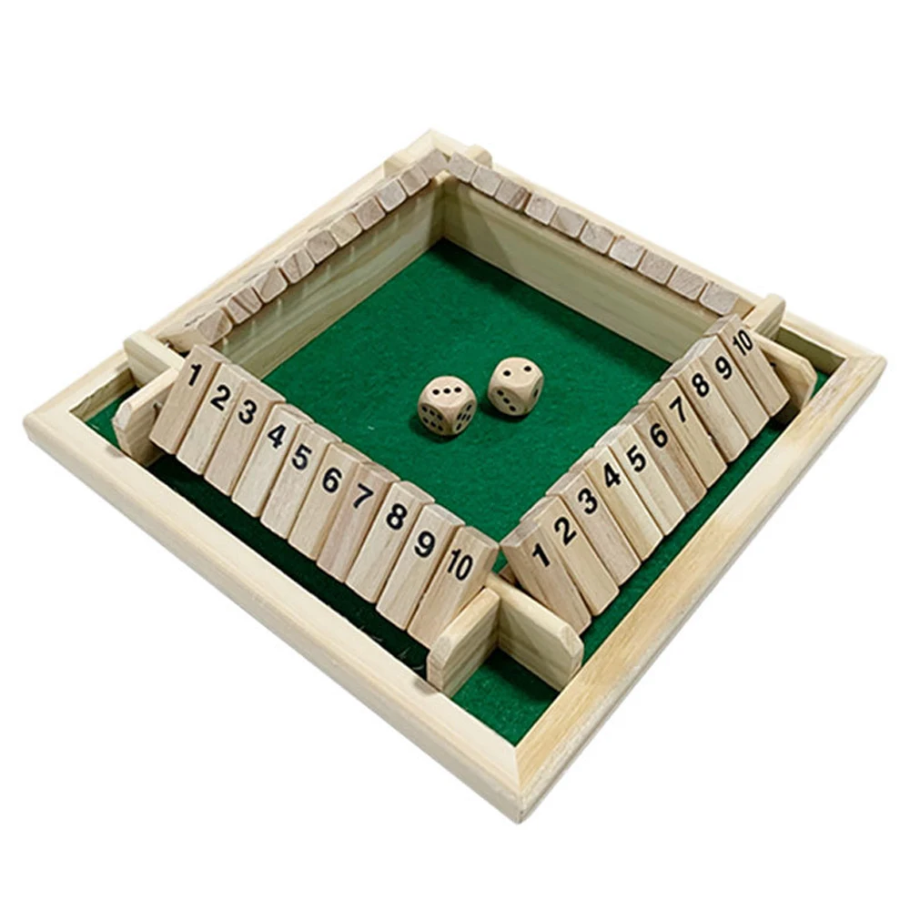 Fashion Indoor Shut The Box Dice Board Game 4 Sided 10 Number Wooden Flaps  & Dices Game Set For 4 Person Pub Bar Party Supplies - Board Game -  AliExpress