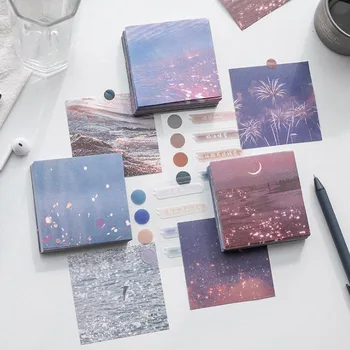 

1 Pcs Cute Love and Freedom Series Starry Sky Cloud Moon Paper Memo Pads Sticky Notes Planner Journal School Supplies Stationery