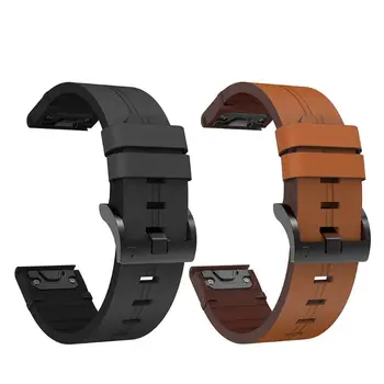 

Genuine Leather Watch Strap Wristband for Gar-min Fenix 6S/6S Pro/5S/5S Plus/D2 24BB