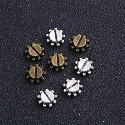Mix Color 12 шт 11 мм два цвета стимпанковый механизм ювелирные подвески из цинкового сплава трендовые камеи маленький кулон зубчатое колесо ювелирные изделия - Окраска металла: Mix Color