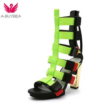 

Thick Square Heel Platform Buckle Strap Gladiator Sandals Women Summer Woman Chunky High Heels Woman Shoes Dress Sandalias Mujer