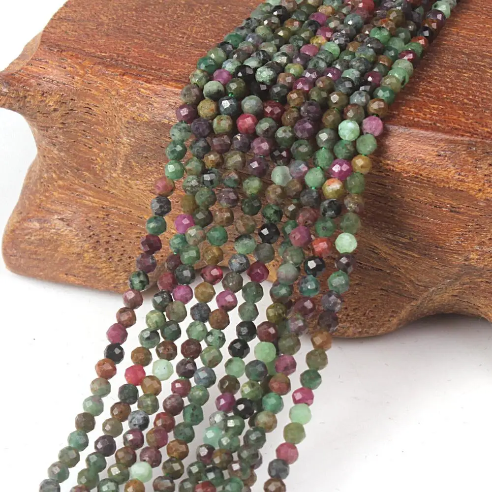 

2mm 3mm Natural Ruby In Zoisite Multi Color Round Facet Gemstone Loose Beads DIY Accessory for Jewelry Necklace Bracelet Making