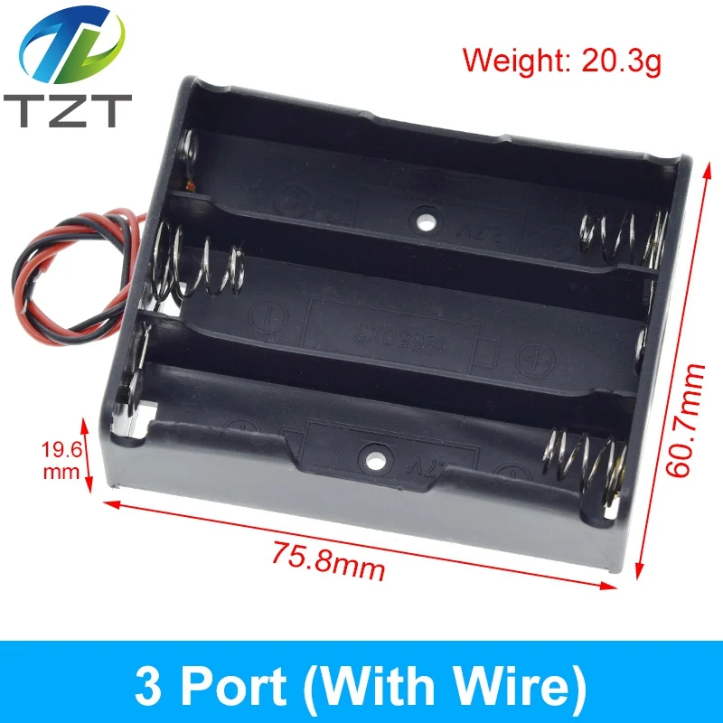 Schwarzer Kunststoff 1x 2x 3x 4x 18650 Batterie-Aufbewahrungsbox Fall 1 2 3 4 Slot Way DIY Batterien Clip-Halter Behälter mit Draht-Blei-Pin – Detail 3