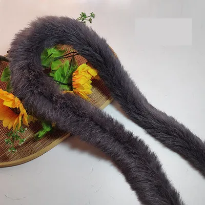 Натуральный утолщенный мех кролика отделка одежды аксессуары из натурального меха полосы для свитера пальто капюшон шляпа Diy пушистый - Цвет: Dark gray