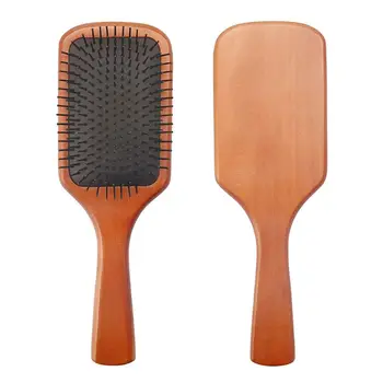 

Pro Nylon Hair Brush Massage Scalp Comb Anti-Static Care Wood Handle Combs Massage Nylon Comb Brown Color