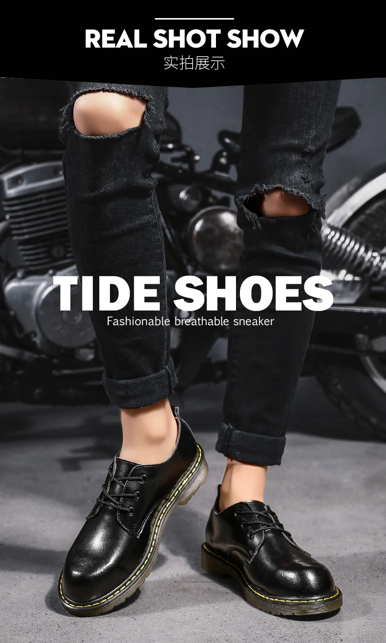 Популярная мужская обувь martin из натуральной кожи; Повседневные Дышащие оксфорды на шнуровке; винтажная модная мотоциклетная обувь для мужчин; большие размеры 38-48
