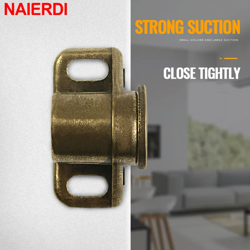 NAIERDI Strong Magnetic Cabinet Door Catches Silver Magnetic Cabinet Catches Powerful Magnet Door Closer Hardware