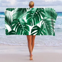 Beach Towel Leaf Printing Travel Towel Double-sided Fleece Quick-drying Absorbent Swimming Bath Towel Sports Towel