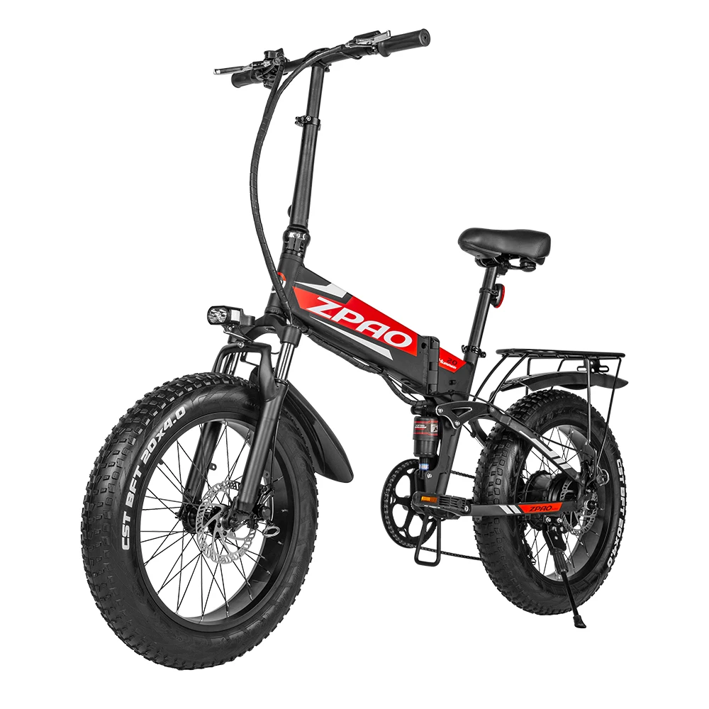 ZPAO Fat Tire 20x4.0 Inches Electric Bike Folding E 500W 750W 48V 12.8Ah Lithium Battery Mountain For Adults | Спорт и развлечения