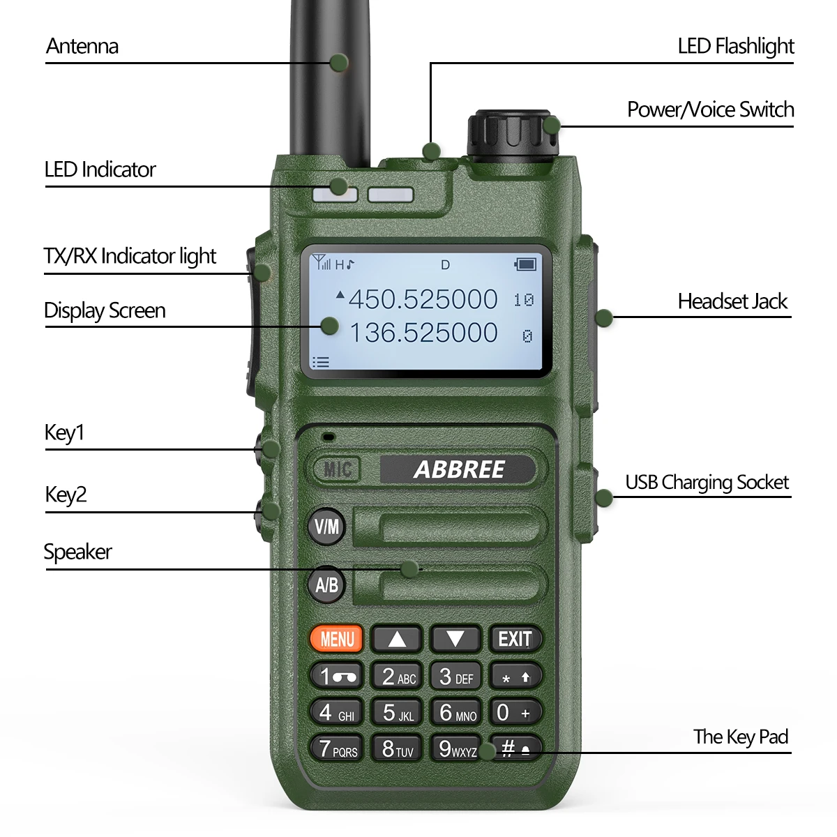 baofeng walkie talkie ABBREE AR-F5 Automatic Wireless Copy Frequency Walkie Talkie  Large LCD Display Upgrade Baofeng UV-5R Long Distance Radio baofeng walkie talkie