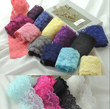 

4 Meters Blue Pink Fabric Lace Trim Embroidered Lace Ribbon Elastic Stretch Lace Trim For Sewing Wedding Decoration DIY 5.5cm