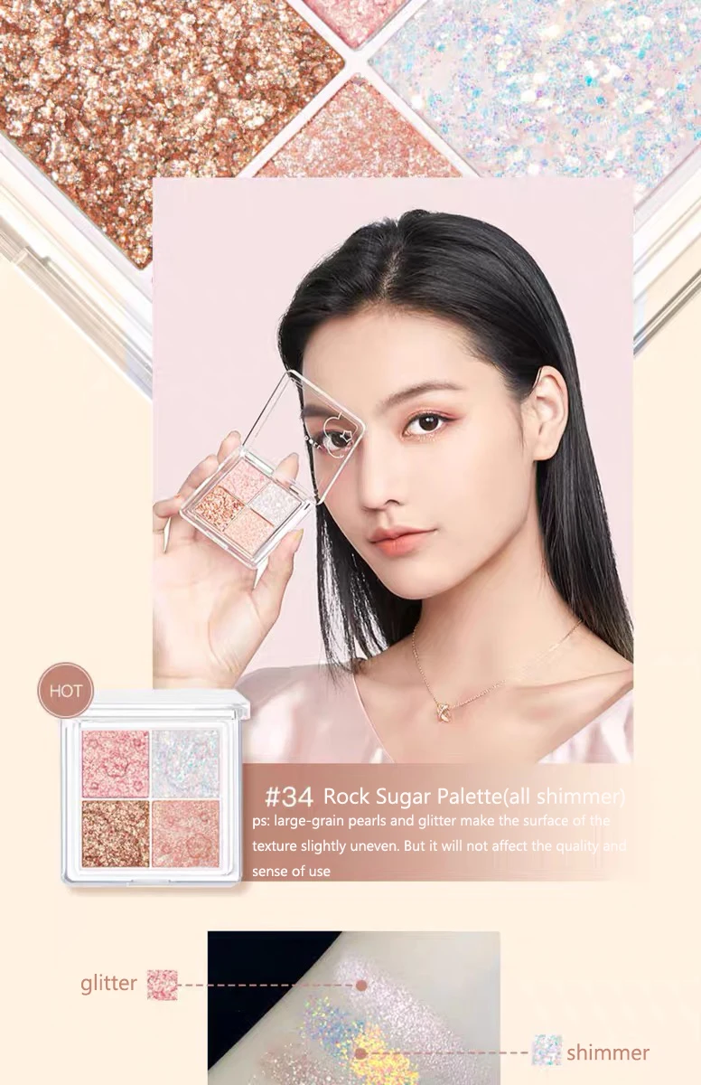 Paleta de Sombra de Olho Sombra de Longa Duração à Prova Maquiagem dos Olhos Nova Chegada Cores Fosco Brilho Lantejoulas Portátil Dmakeup Água 4 7 Cheap Sombra de olho
