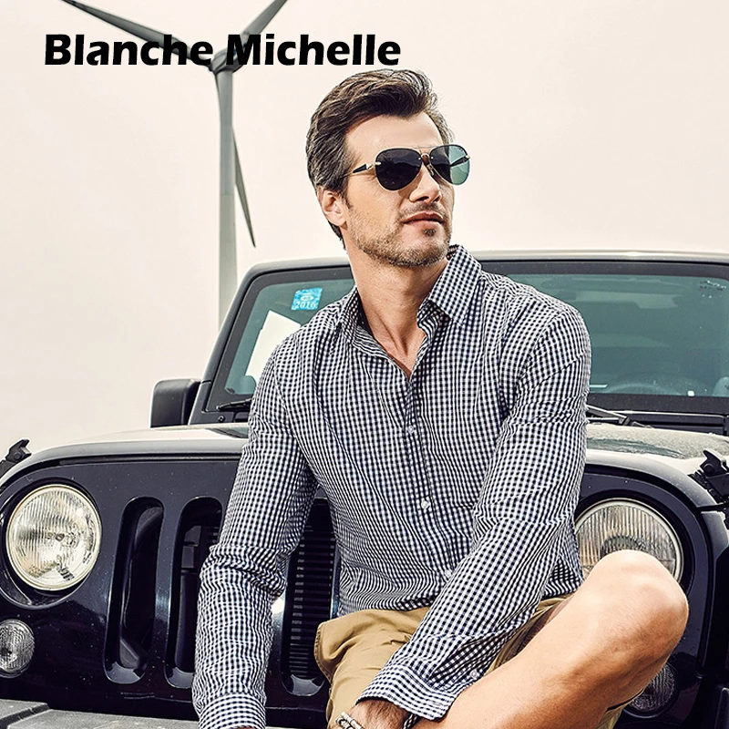 

BM 2019 High Quality Rimless Sunglasses Men Polarized UV400 Sunglass Driving Sun Glasses Brand Designer oculos de sol With Box