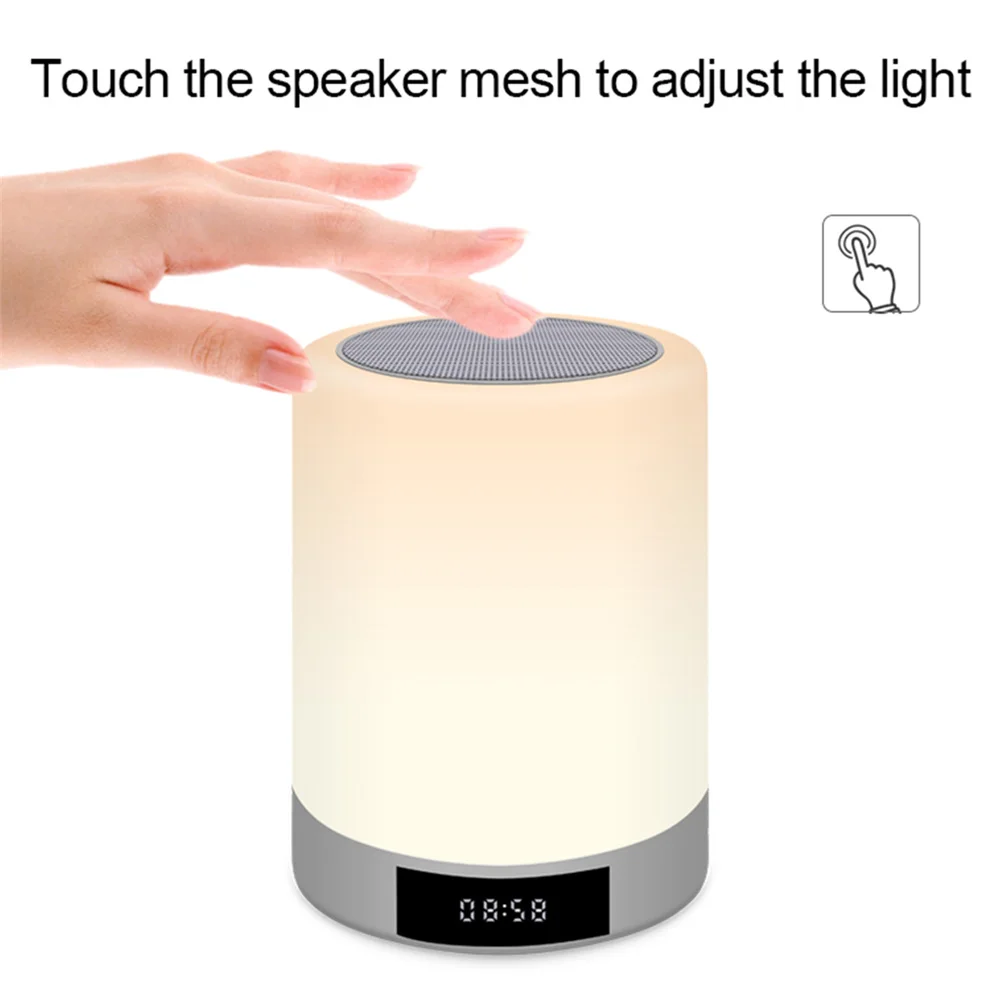 Dimmable Ночной светильник Bluetooth динамик музыкальный плеер FM радио для детей Спальня Будильник настольная лампа ЖК-дисплей