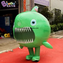 Гуанчжоу 2 м высокий зеленый надувной костюм акулы монстра для парка развлечений/blow up мультфильм ходьба Акула игрушки