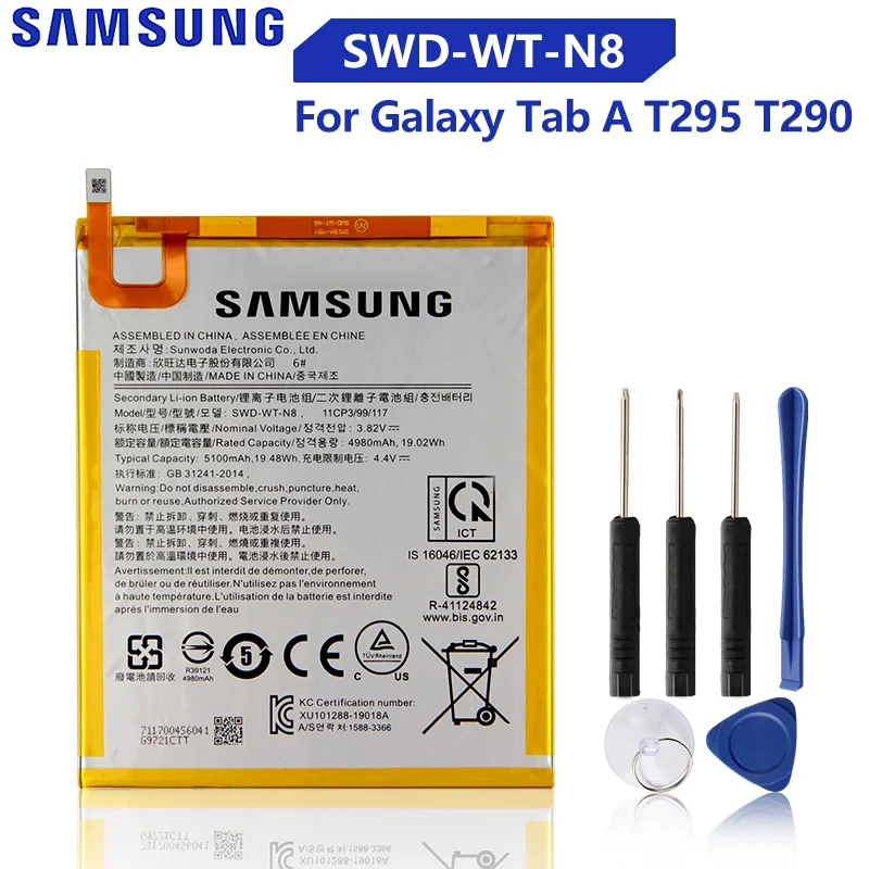

Original Replacement Samsung Battery SWD-WT-N8 For Galaxy Tab A T295 T290 Genuine Tablet Battery 5100mAh