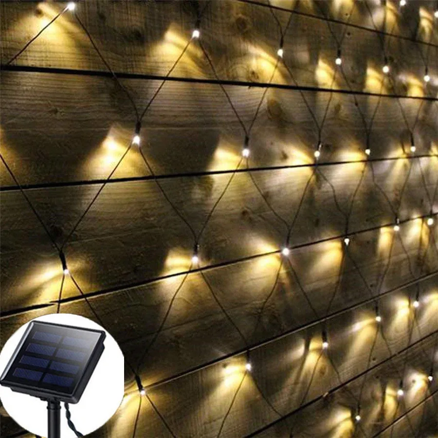 

Thrisdar 3x2M 204 LED Solar powered Led Net Mesh String Light Home Garden Backyard Holiday Christmas Solar Garland Fairy Light