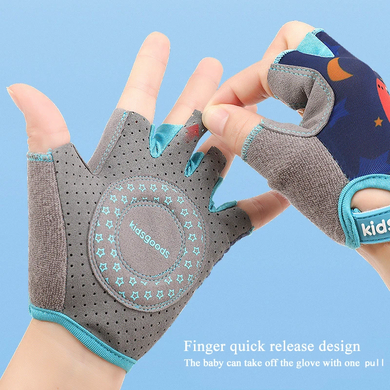 1Pair Children's Cycling Gloves Safe Cycling Pulley Sports Handguard Printing Cartoon Non-Slip Shock Absorption Kids Gloves 3