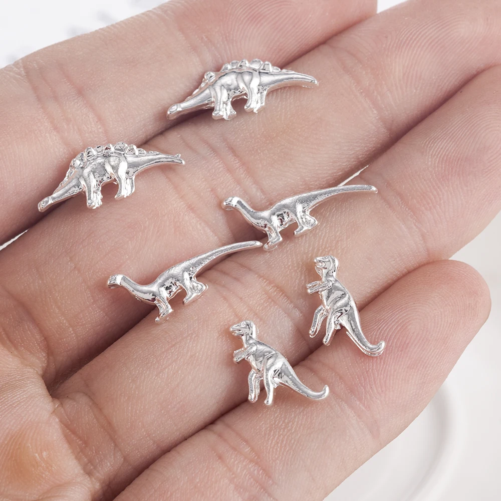 European and American retro earrings 3Pairs/set Gold Silver Dinosaur Earrings Cute Ear Stud earring Small Set Jewelry decoration