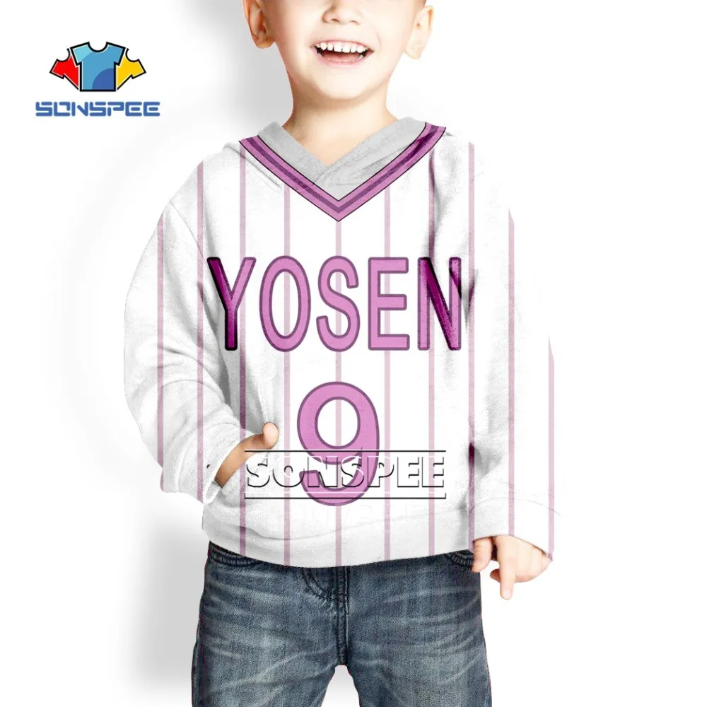 SONSPEE Баскетбол YOSEN № 4 Harajuku для маленьких мальчиков и девочек подростков 3D печатных футболка/Толстовка/толстовки детская одежда дети X178