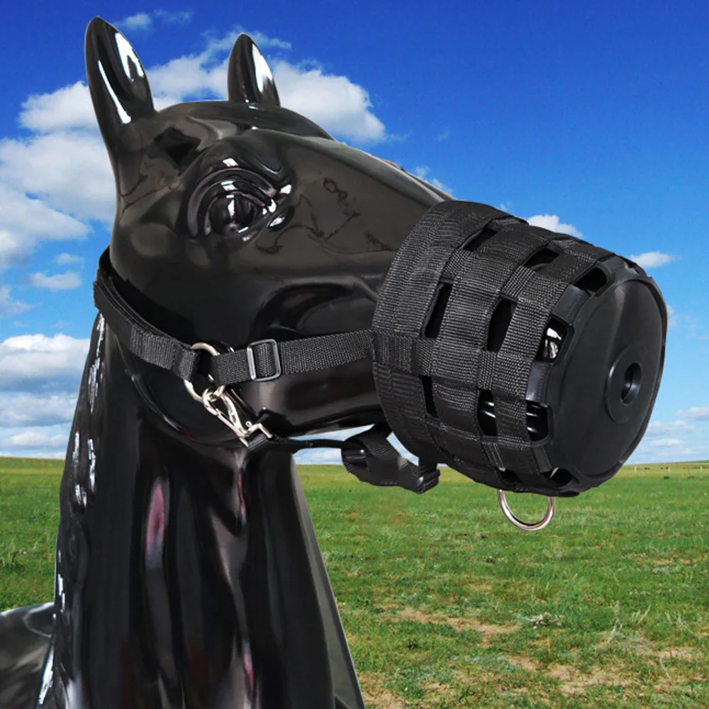 

3 Size Optional Easy Breathe Anti-eating Horse Accessories Mouth Cover Pony Nylon Grazing Muzzle Halter Head Collar Adjustable