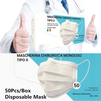 

50pcs/box White Disposable Mask Adult's Mascararilla 3layer Non-woven Meltblown Protective Dustproof Masque Mondmasker