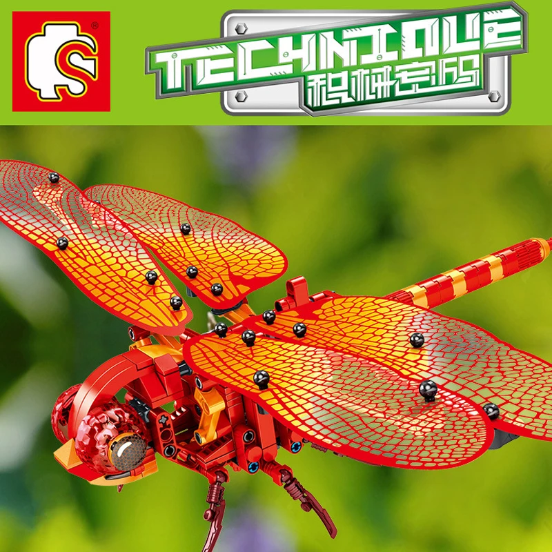 Конструктор с имитацией насекомых сделай сам Красная стрекоза совместимые Legoingly