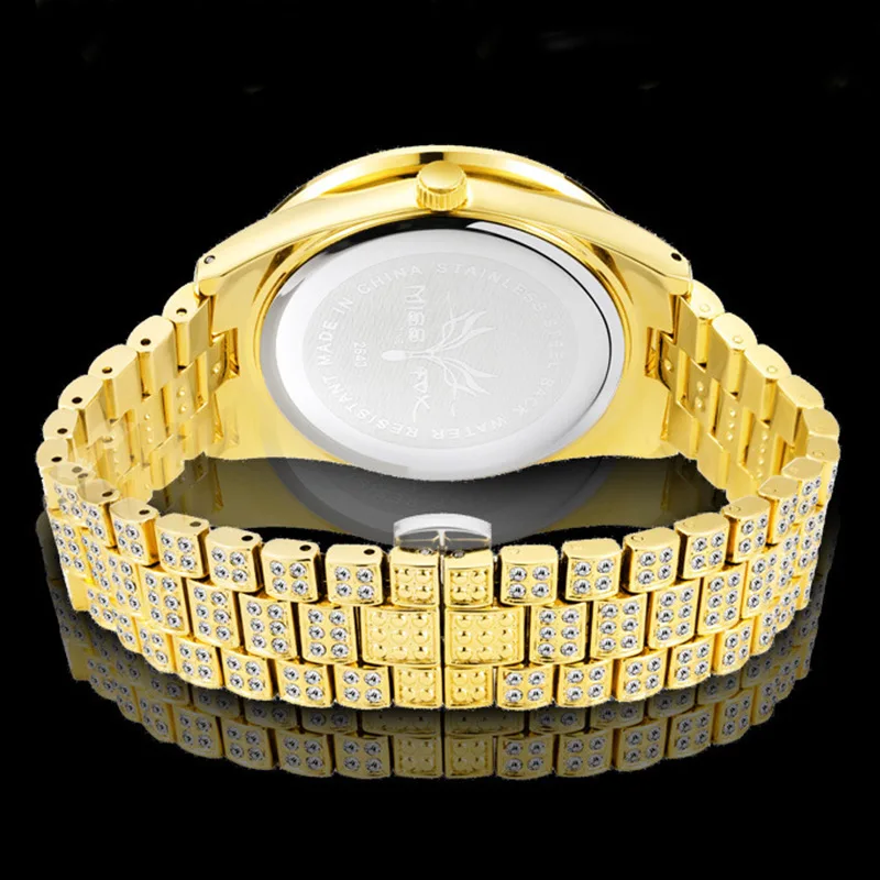 Luxury Hip Hop Iced Out Watch Gold Black Diamond Clock Top Brand for Women Quartz Wristwatch Relogio Masculino Top Brand Watch