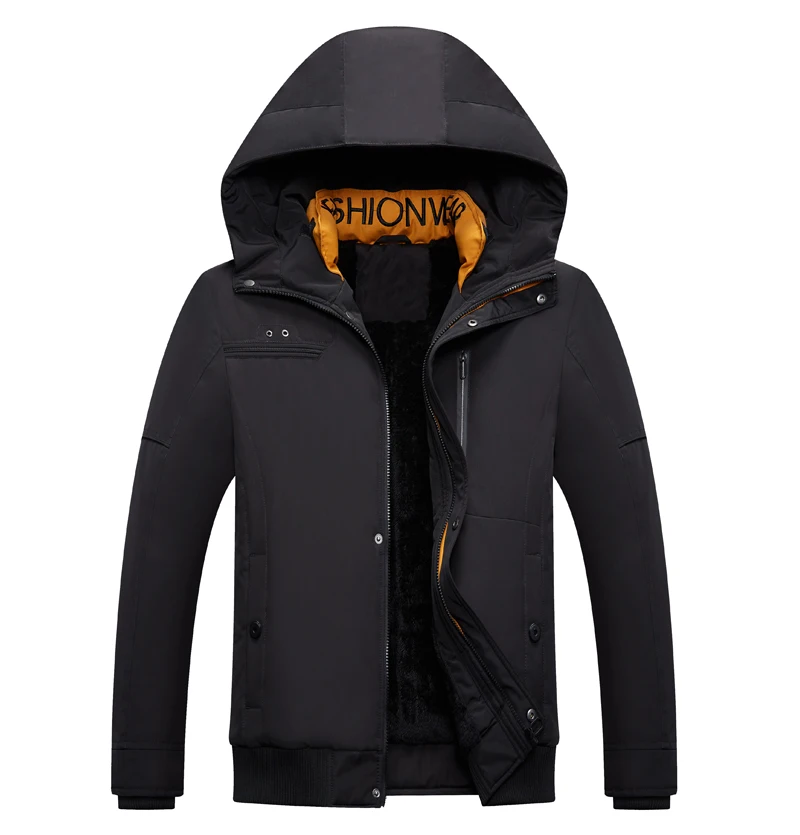 Мужская зимняя куртка, толстая зимняя парка, пальто высокого качества, повседневная мужская куртка, Мужская теплая верхняя одежда, пальто с капюшоном, мужские куртки - Цвет: DD9919 Black