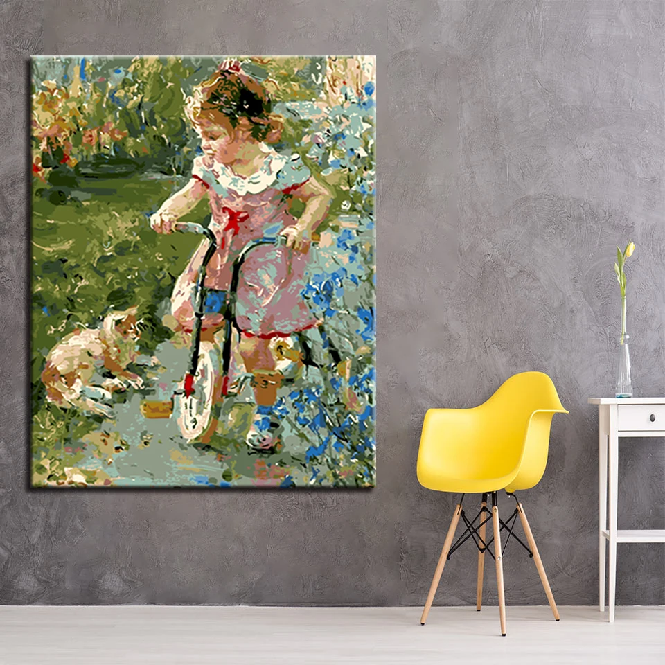 A little Girls Figure Painting Diy Oil By Numbers Wall Art Picture For Home Decor Unique Gift | Дом и сад
