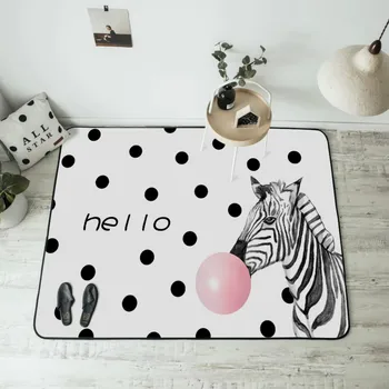 

Nordic Modern Zebra Pink Bubble Gum Round Black Dots Living Room Bedroom Floor Mat Carpet Customization
