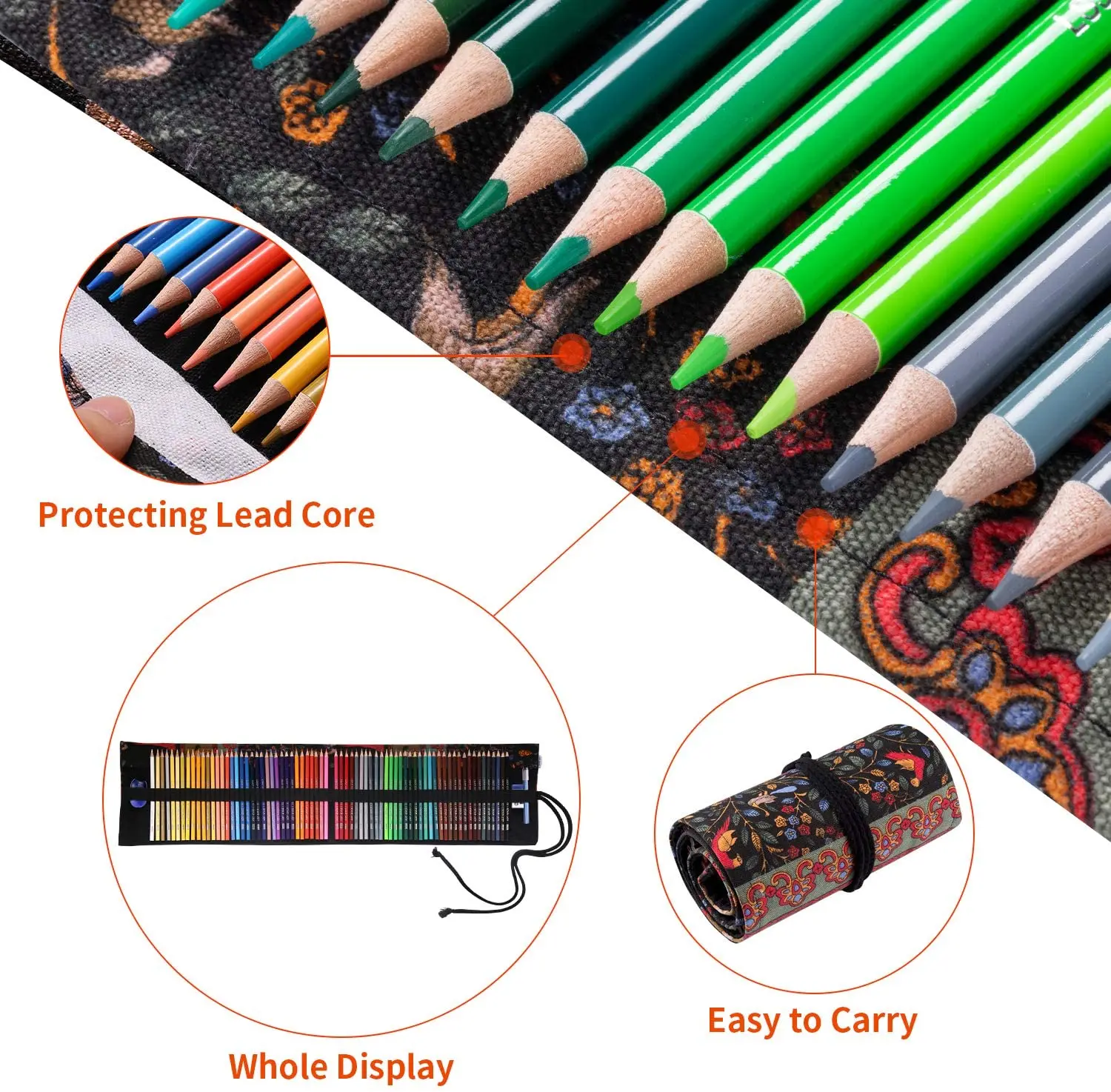 XingFu Tree Colored Pencils Set with Canvas Wrap,Drawing Supplies