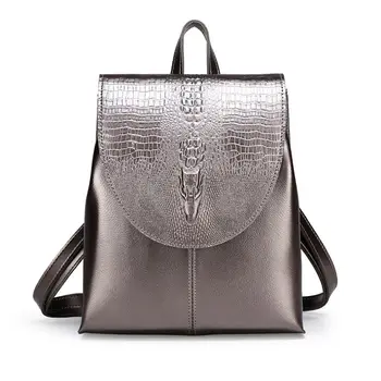 

High Quality PU Leather Women Backpacks Luxury Alligator Anti-theft Ladies Backpack Famous Brand Fashion Solid Ladies Backpacks