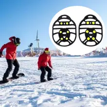 1 Pair Ice Gripper Snow Climbing Traction Hiking Anti Slip 6 Stud Crampon Winter Outdoor Skiing Sport Accessories Men Women