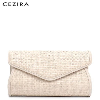 

CEZIRA Fashion Women Straw Handbag Ladies Handmade Rattan Clutch Chain Shoulder Bag Luxury Long Purse Female Party Crossbody Bag