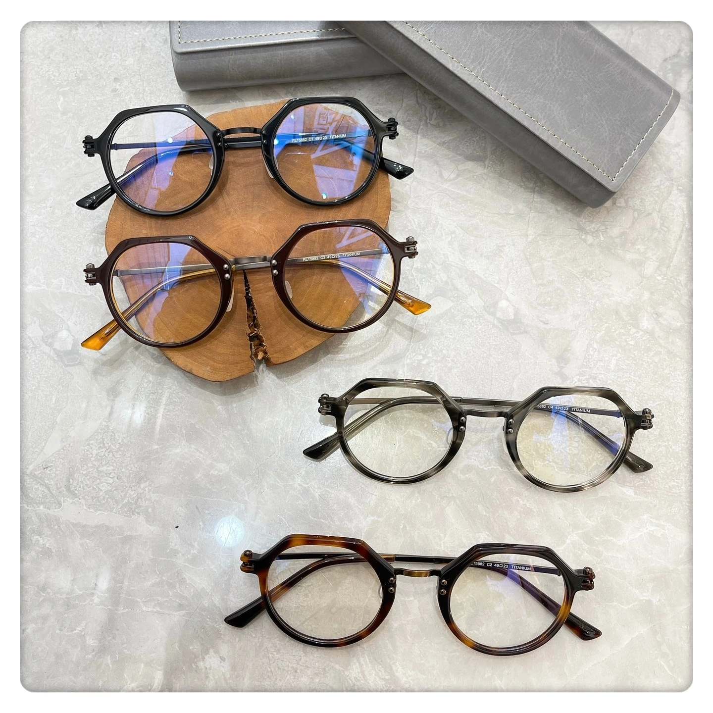 Italian Handmade Titanium Acetate Glasses Frame Men Retro