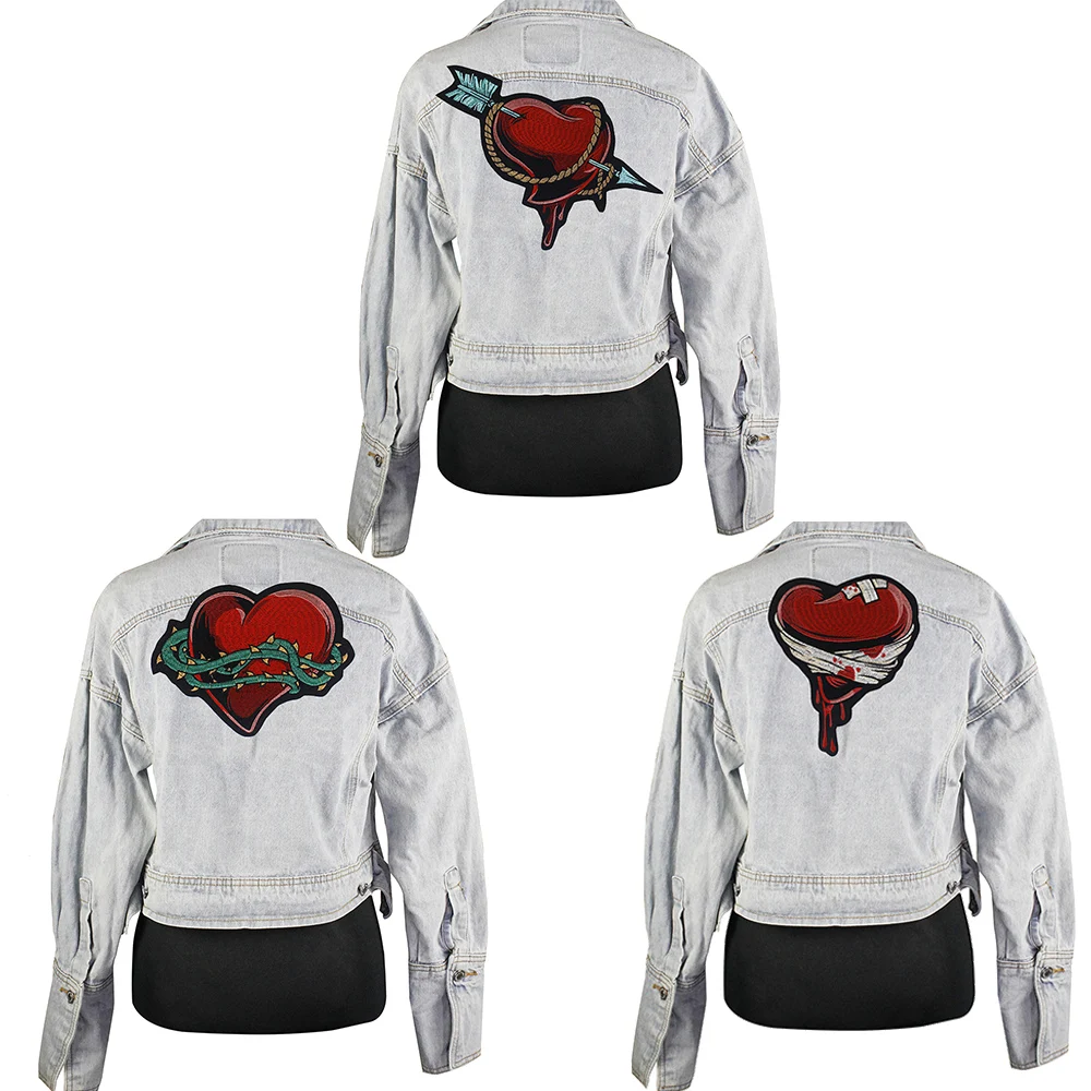 2piece Broken Heart Patches Embroidery Applique Iron on Stickers Badge for Clothes Jacket Sewing Accessories A257-1 | Дом и сад