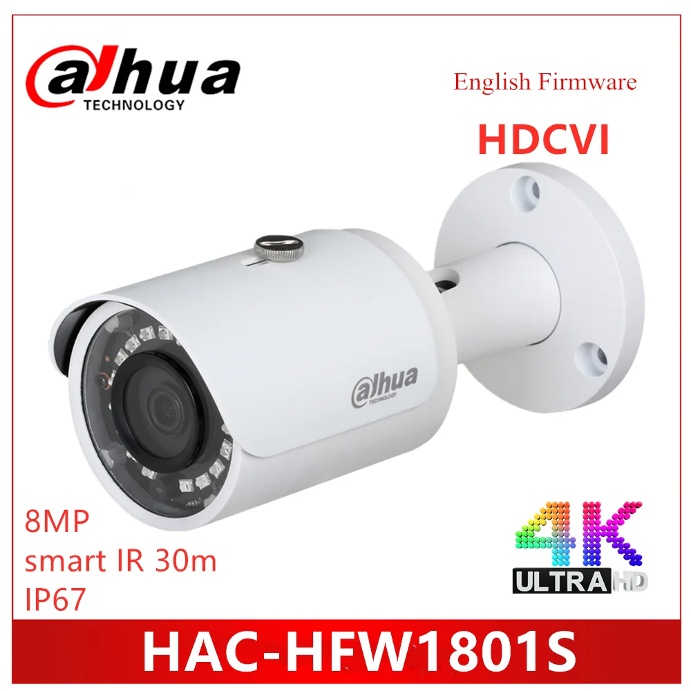 

Dahua Lite Plus Series HDCVI Camera IR Bullet Camera 4K Resolution CVI CVBS AHD TVI Switchable Fixed lens HAC-HFW1801S