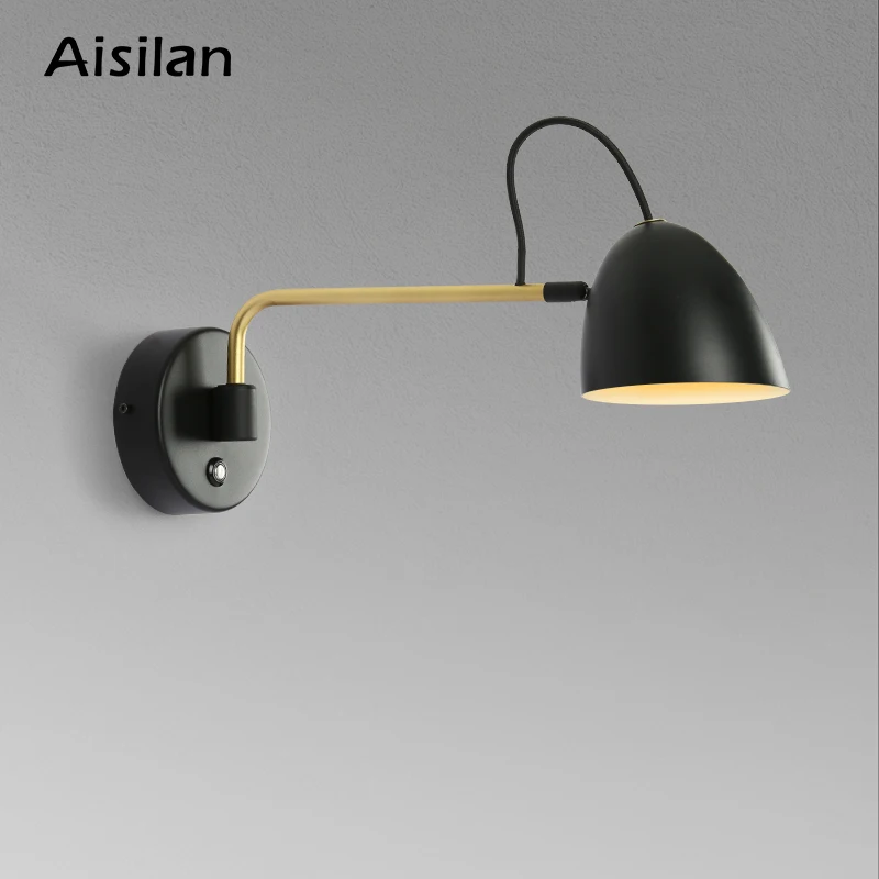 

Aisilan LED Dimmable Swing Arm Wall Lamp With Touch Switch Adjust Brightness Wall Sconce For Bedside Study Living Room