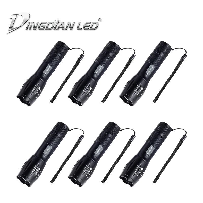 

DINGDIAN LED 6PCS 400LM Flashlight Cree Ultra Bright Zoomable Torch Waterproof Handheld Bicycle Camping Light 5 switch Modes
