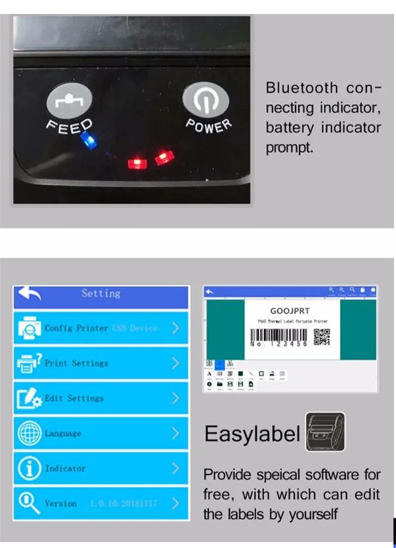 PD80 inkless wireless usb wide paper thermal label printer (10)