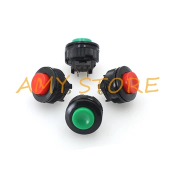

10pcs AC 230V 1A 14mm Thread Dia 2 Pin Red Green Circular Push Button Game Machine DS-500 OFF-ON DS-501 ON-OFF Momentary