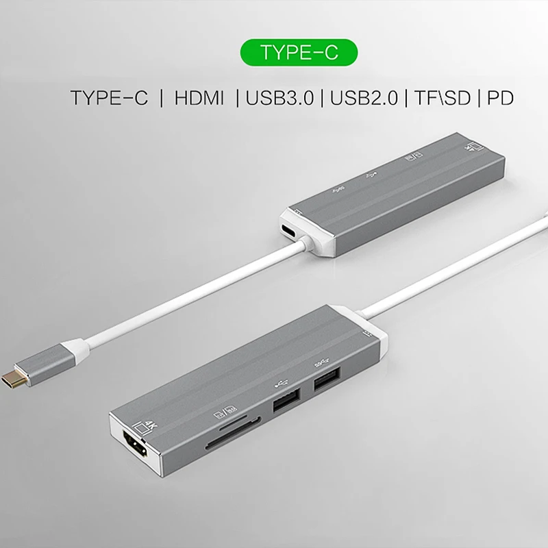 VLAMPO 4 in 1 Multi USB3 0 HUB Expansion Dock Convert 4k Type C to HDMI 5