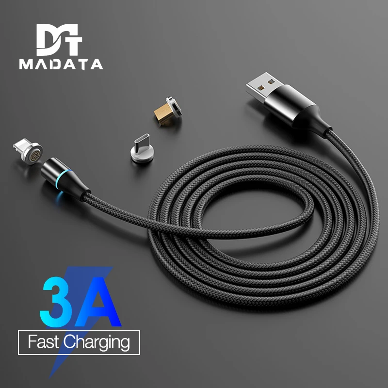 Магнитный кабель MADATA 3A 1 м 2 м Micro usb type C супер быстрая зарядка телефона Microusb магнитное зарядное устройство usb c для iphone huawei xiaomi