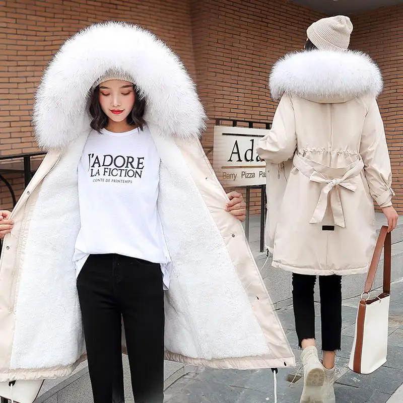 

Parka Coat Extra Maxi Long Winter Jacket Women Down Cotton Hood Large Plus Size Female 2019 Lady Overcoat Outwear Korean Puffer