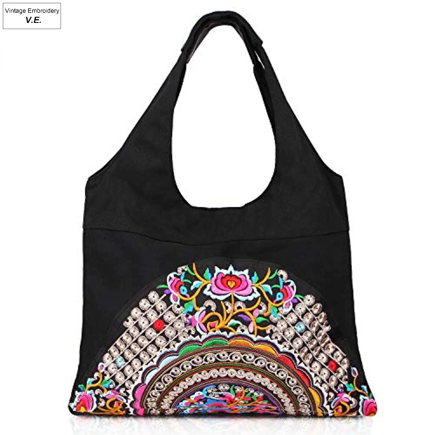 Винтажная вышитая Женская Холщовая Сумка через плечо Boho Этническая сумка тоут