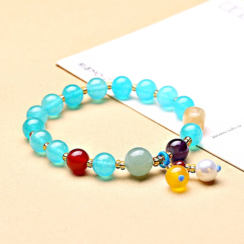 Jinzeyi оригинальный дизайн натуральный камень браслет для девочек модный Ретро