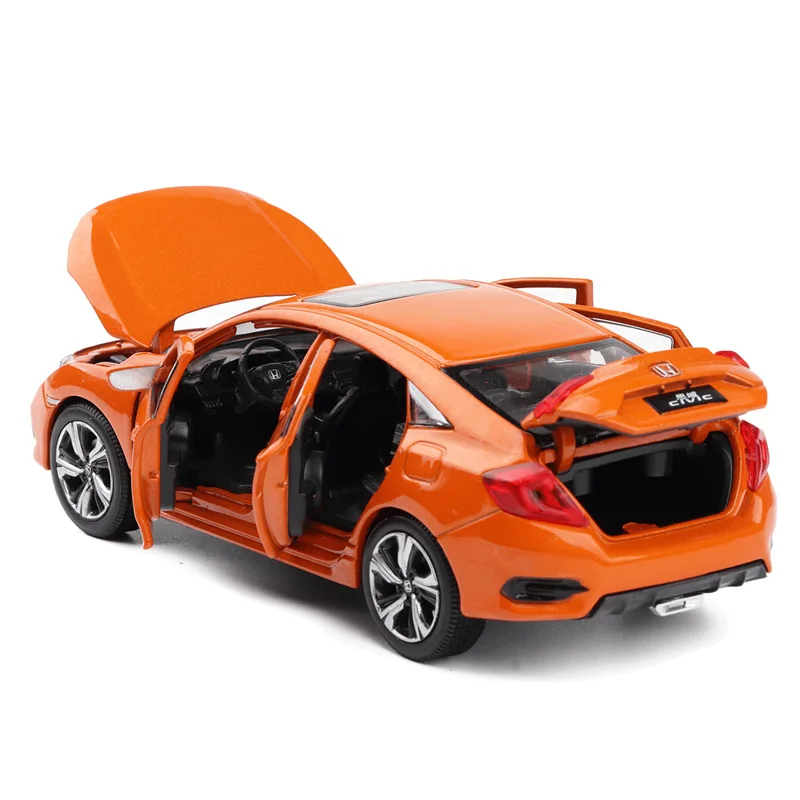 Новинка 1/32, имитация, Honda Civic, Игрушечная модель, литье под давлением, со звуком и светильник, игрушка-автомобиль, подарок на день рождения для детей